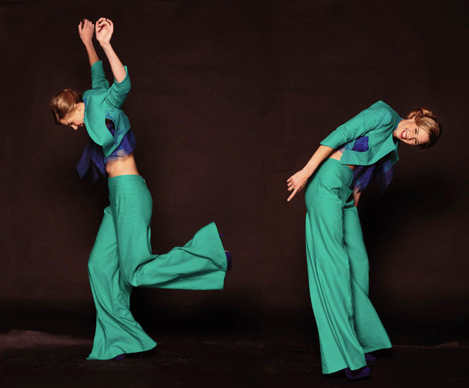 High Fashion studio photography with movement on black background by Kent Johnson.
