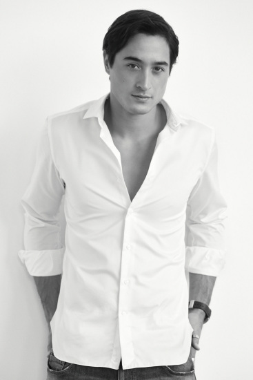 Joseph, white shirt - Black and white studio headshot.