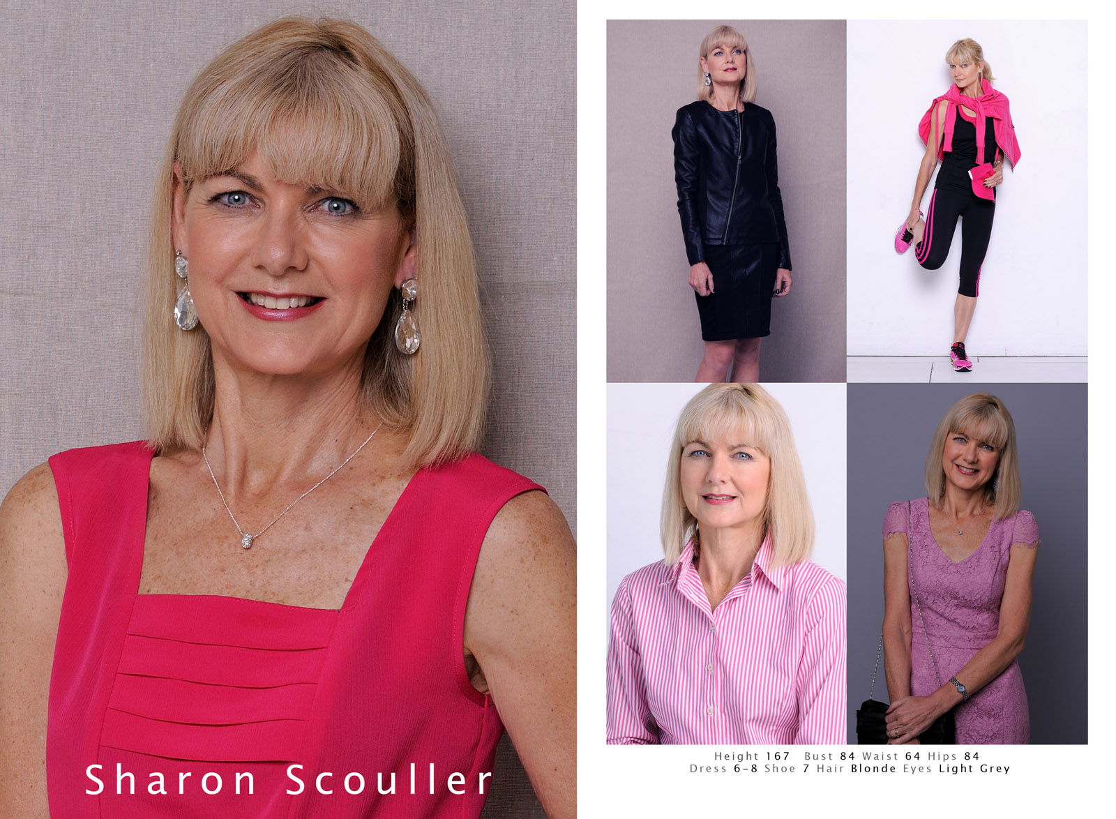 Comp Card, senior model. Modelling Portfolio headshots for Fashion, Fitness, Beauty for women and men.