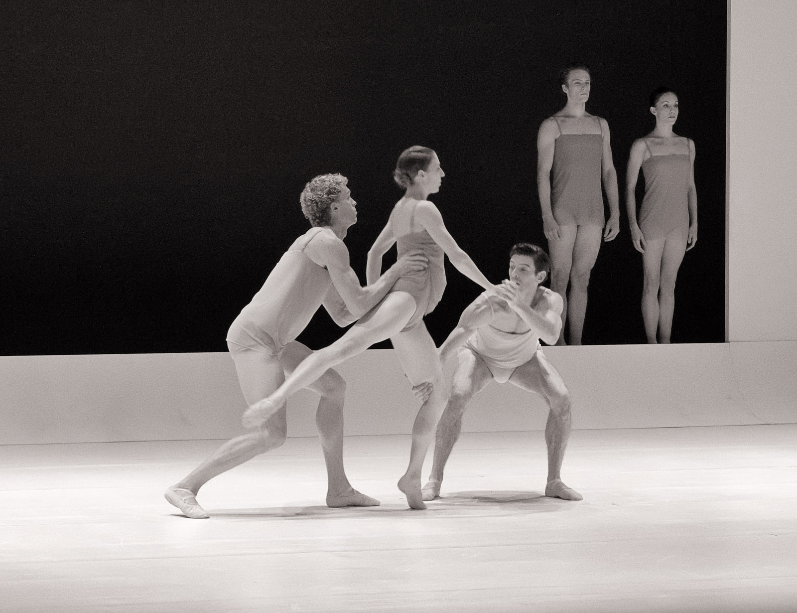 Trio in black and white, The Australian Ballet - CHROMA - Chorographer Wayne McGregor Photography by Kent Johnson.