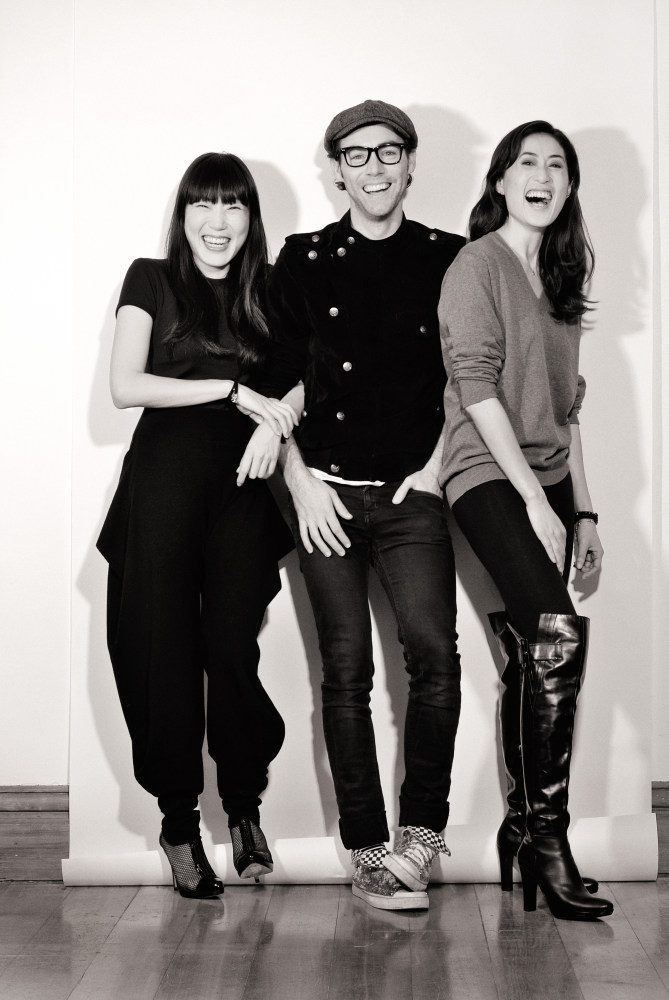 Matt Jordan and shoe designers the Tran sisters - Editorial portrait for Imelda. Photographed by Kent Johnson.