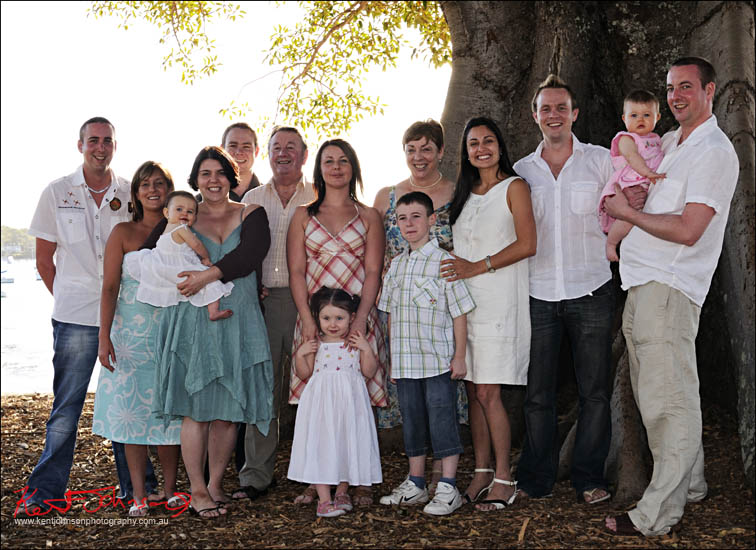 Pre-wedding, family group portrtait on location at Watsons Bay in Sydney. Photographed by Kent Johnson.