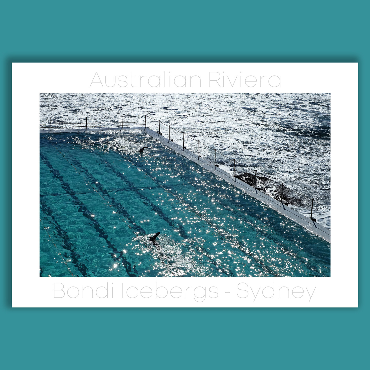 Lap swimmers at Bondi IcebergsAustralian Riviera, an exhibition of landscape photography of the costal areas of the Eastern Suburbs of Sydney, Australia by photographer Kent Johnson.