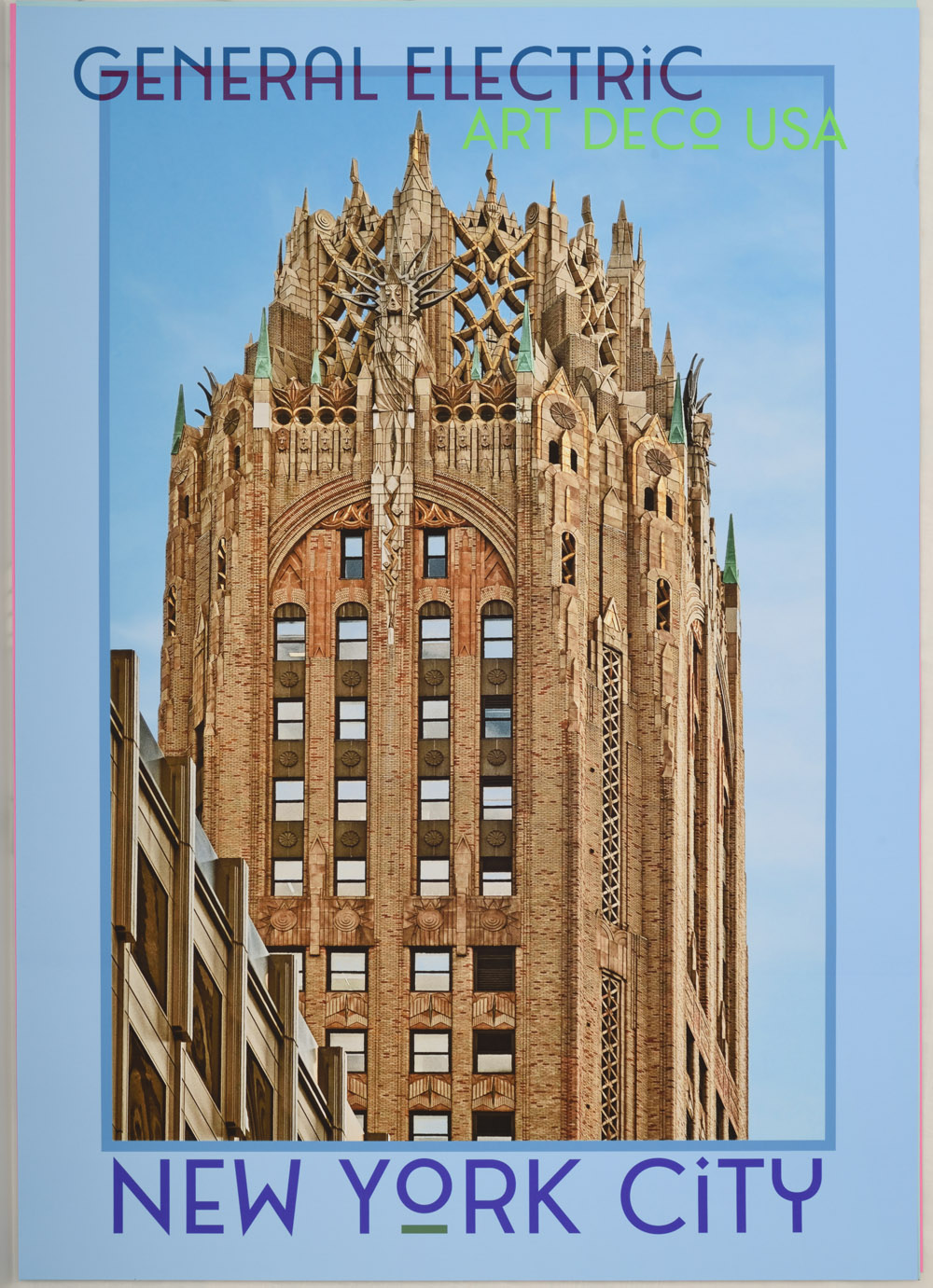 The General Electric Building - Art Deco USA - The Poster Show, New York City, Art Deco skyscrapers