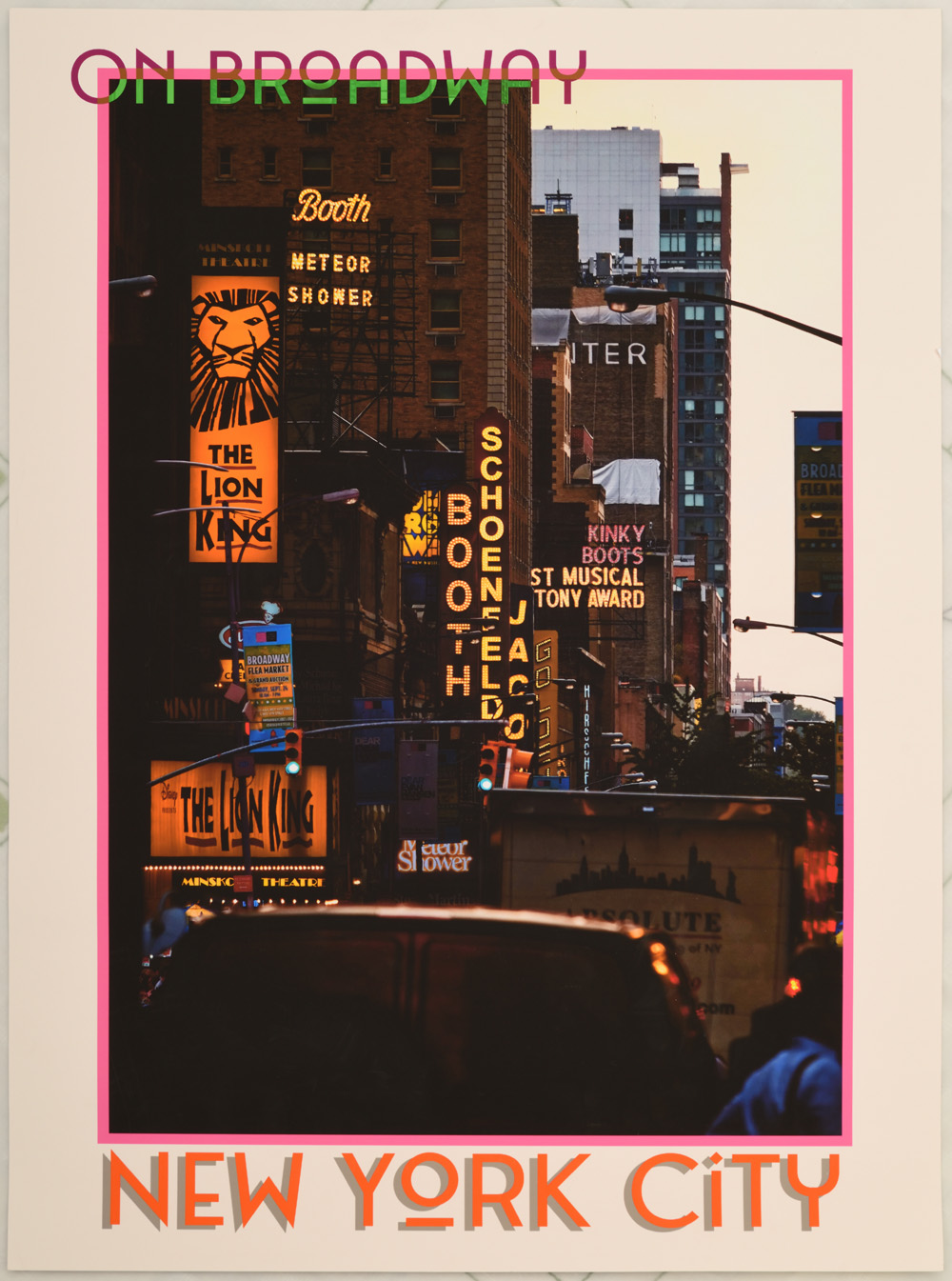 On Broadway, Neon Lights & Show Signs - The Poster Show, New York City, Art Deco skyscrapers