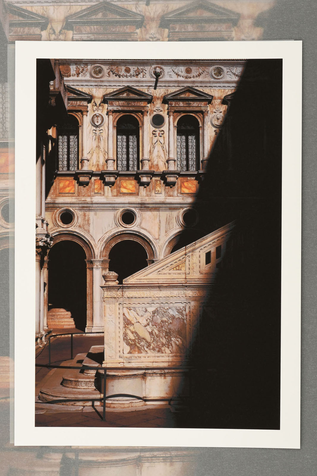 Courtyard Doge’s Palace, Scala dei Giganti - the Giants’ Staircase in profile, with deep shadow - Sydney an exhibition of photographs by Kent Johnson