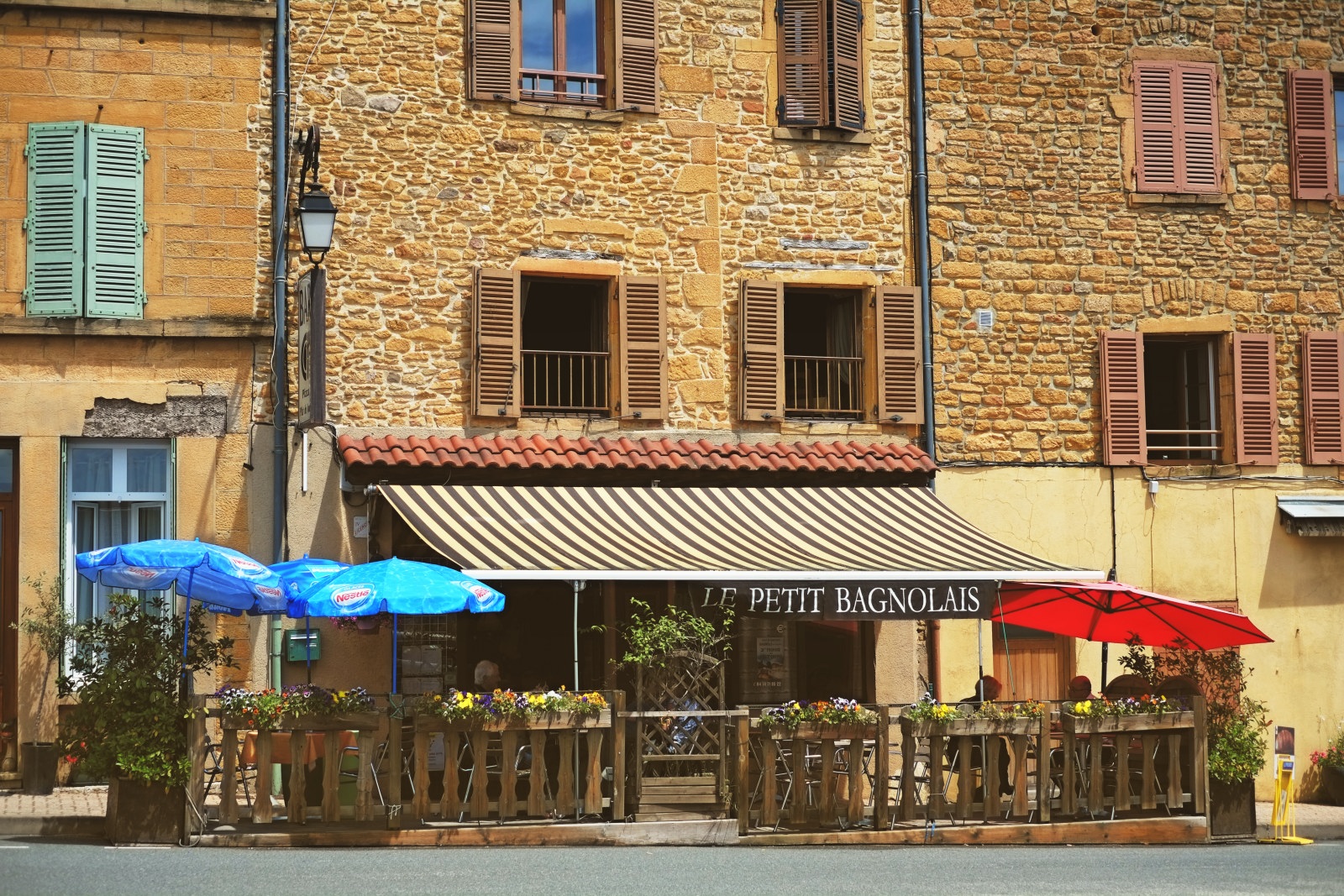 A country bistro, Le Petit Bagnolais, Bagnols France. Travel photography by Kent Johnson.