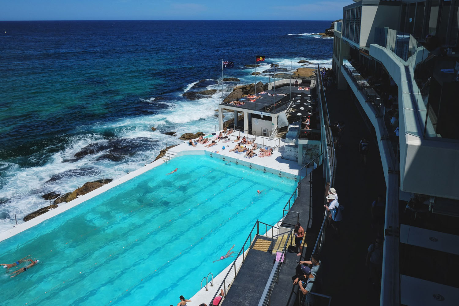 Icebergs pool as seen from the dining room and bar - Bondi Beach, Sydney, Australia
