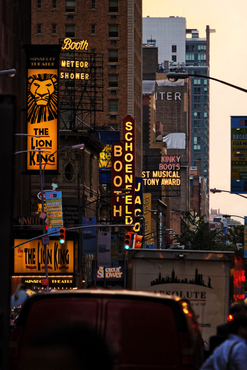 Neon signs on 42nd street, NYC