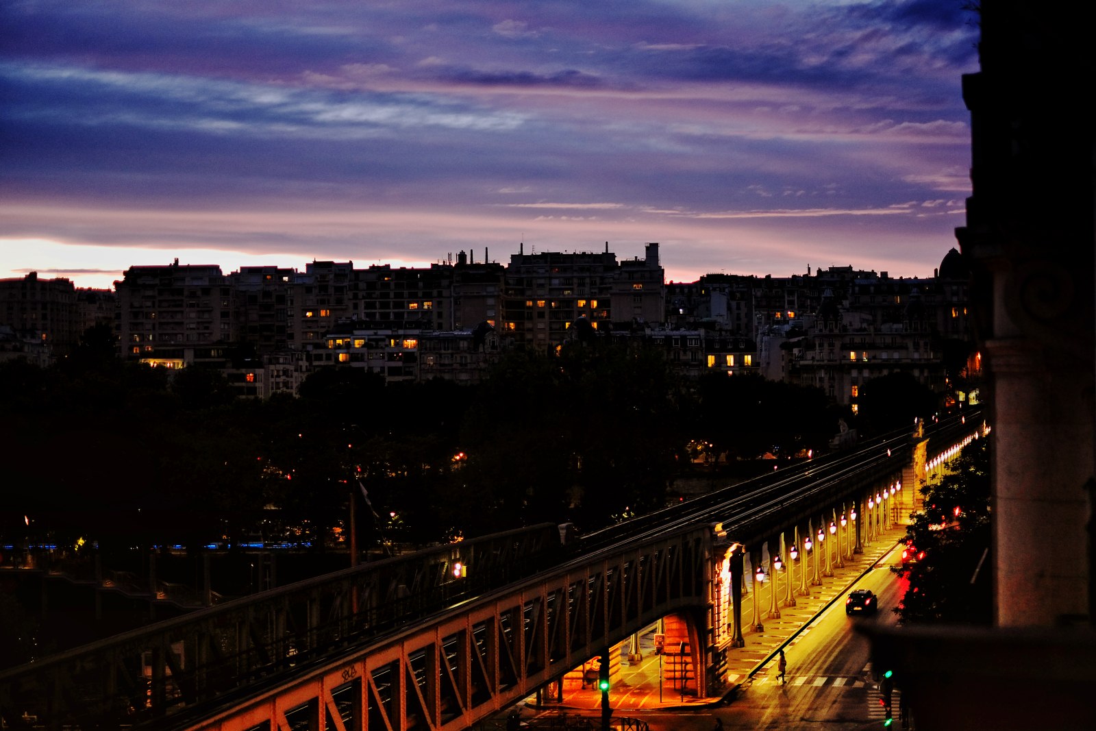 Marlon Brando Bridge AKA Pont de Bir-Hakeim at night. Travel photography by Kent Johnson.