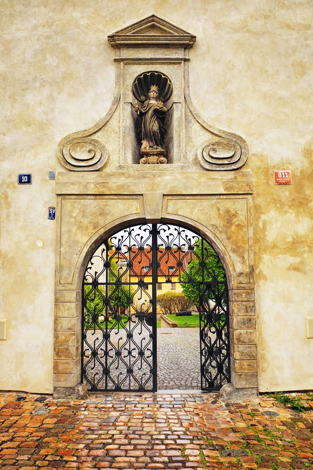 Iron gates & wall details of Convent of St. Agnes Klášter sv. Anežky České