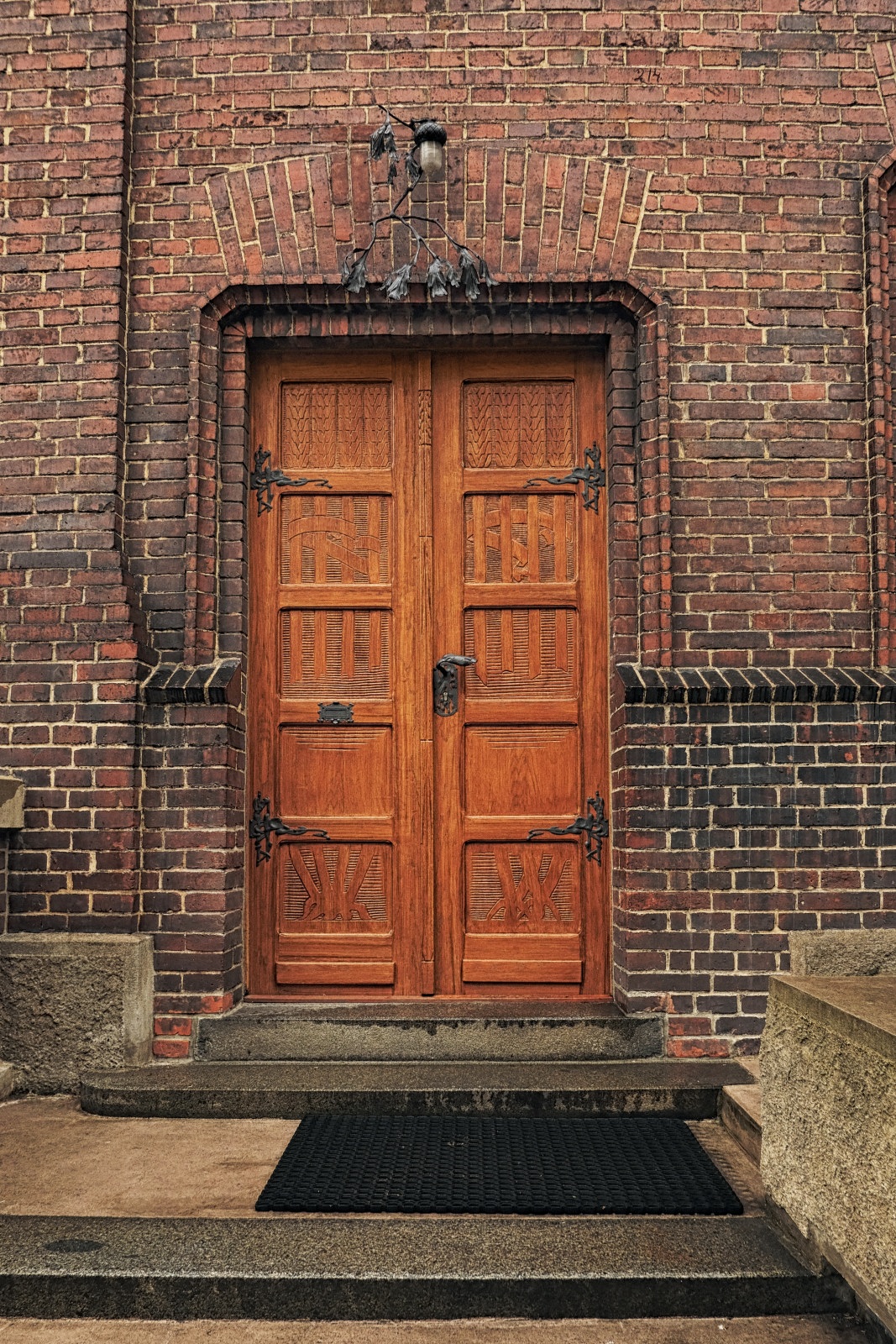 Handcrafted double oak arts and crafts doors at František Bílek House and Studio