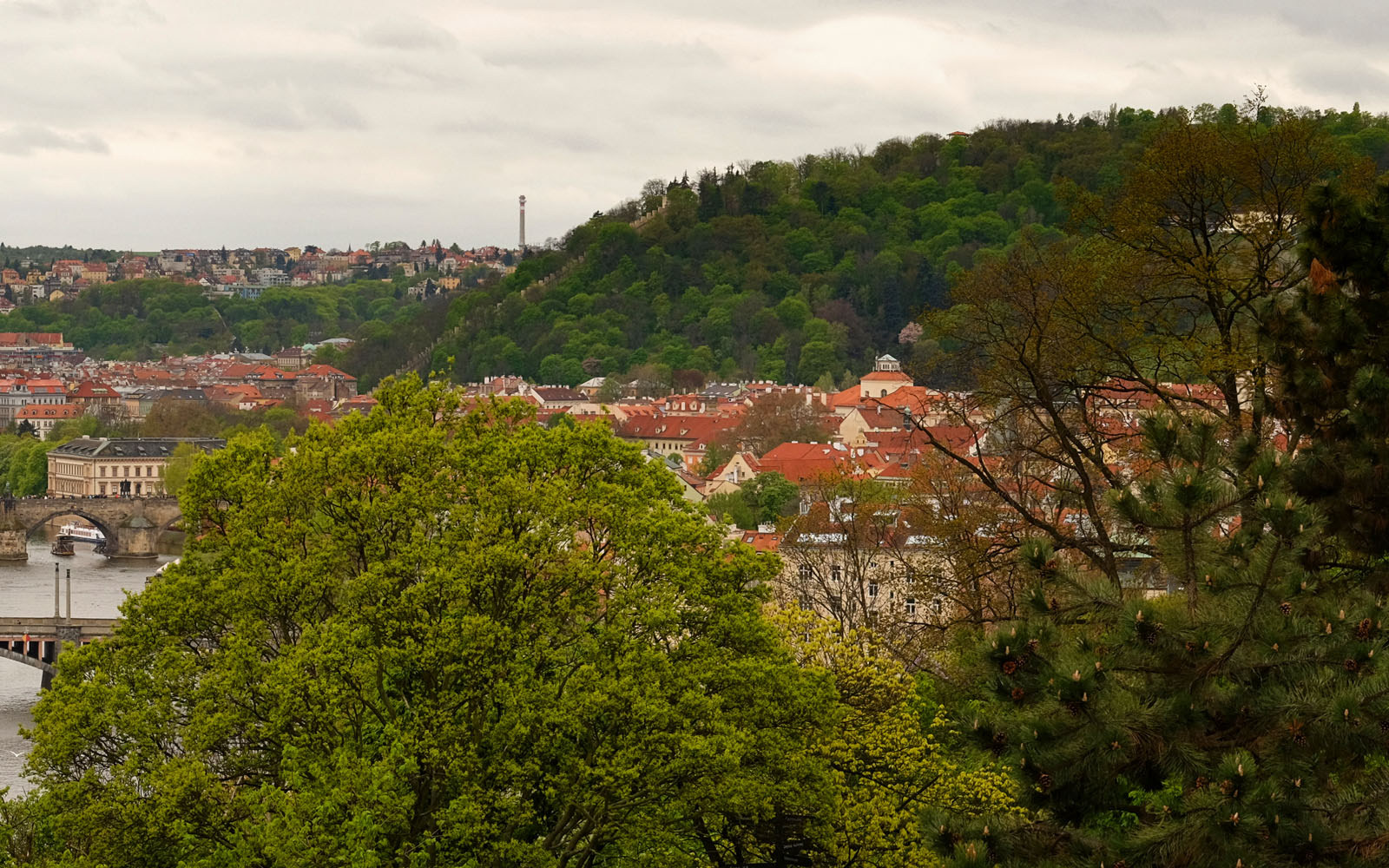 Panorama of the old town including 4 bridges, Mánesův Most, Charles Bridge -
Karlův most, most Legií and Jiráskův most. Travel photography by Kent Johnson. 3 of 3